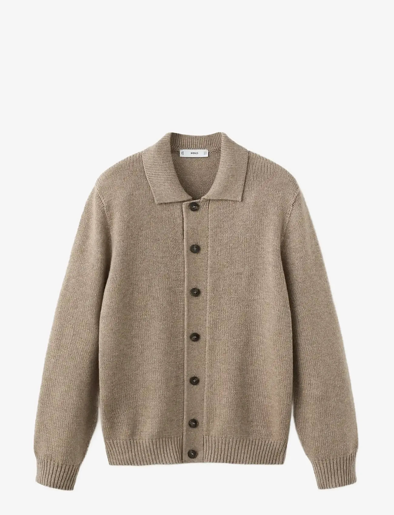 Mango - Knitted wool blend cardigan - cardigans - light beige - 1