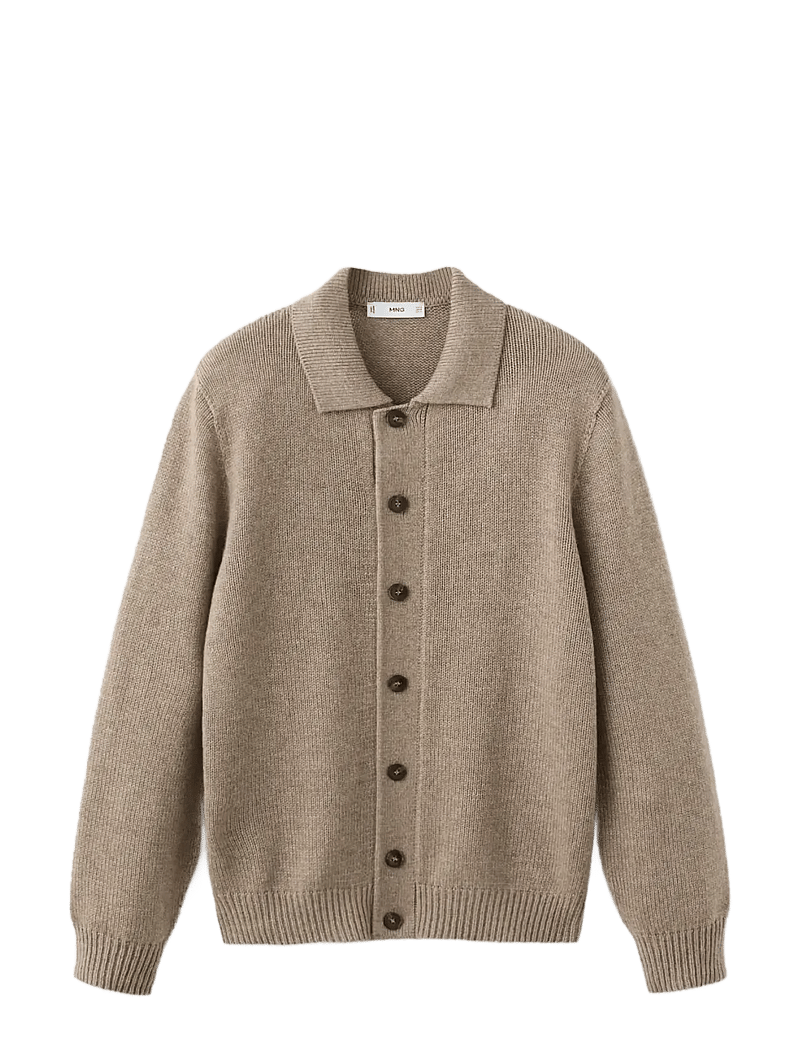 Mango - Knitted wool blend cardigan - cardigans - light beige - 1