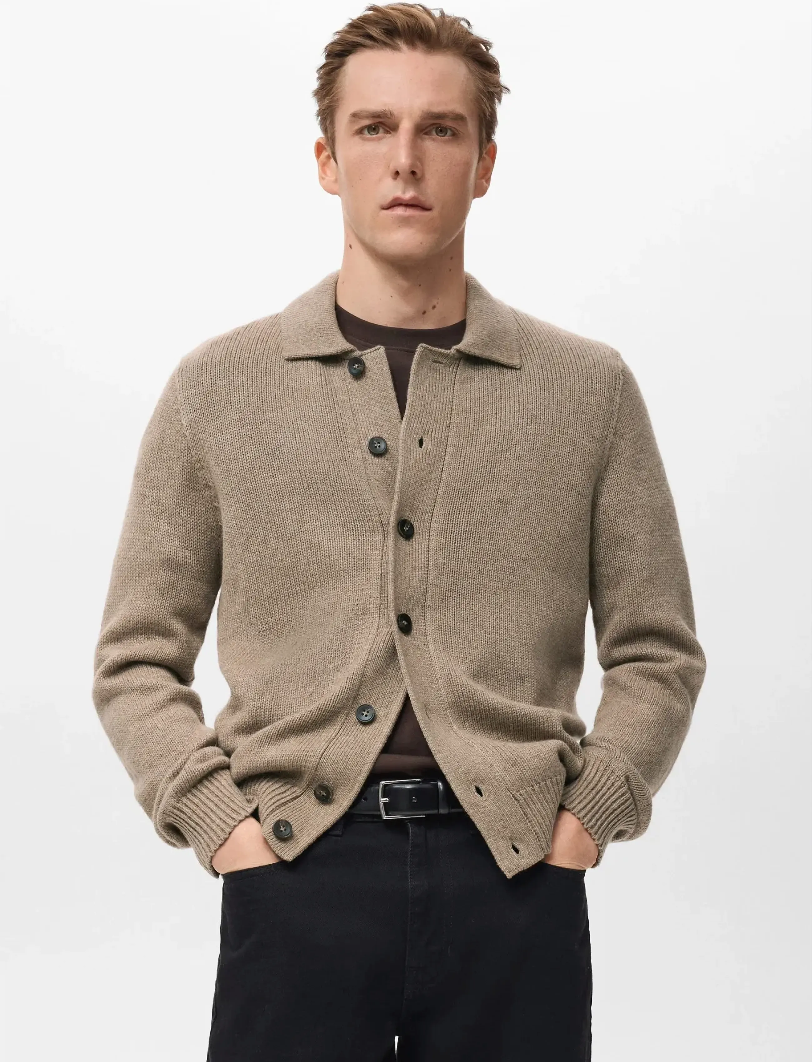 Mango Knitted wool blend cardigan - Mango - LIGHT BEIGE / beige