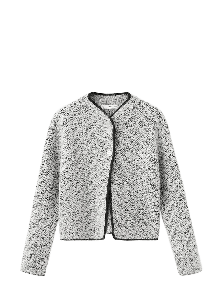 Mango - Flecked cotton-blend jacket - uldjakker - black - 1