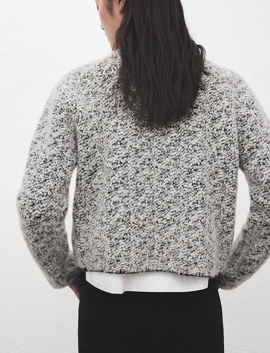 Mango - Flecked cotton-blend jacket - uldjakker - black - 2