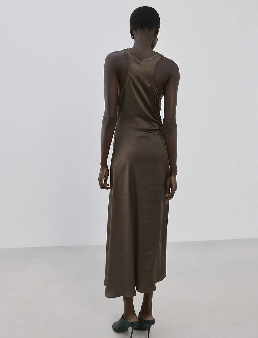 Mango - A-line dress with gathered sides - cocktailklänningar - medium grey - 4