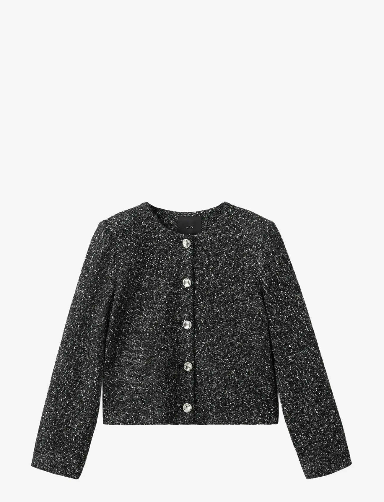 Mango - Flecked cotton-blend jacket - korte blazere - black - 1