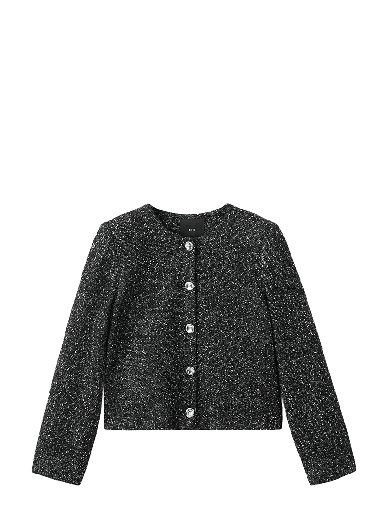 Mango - Flecked cotton-blend jacket - korte blazere - black - 1