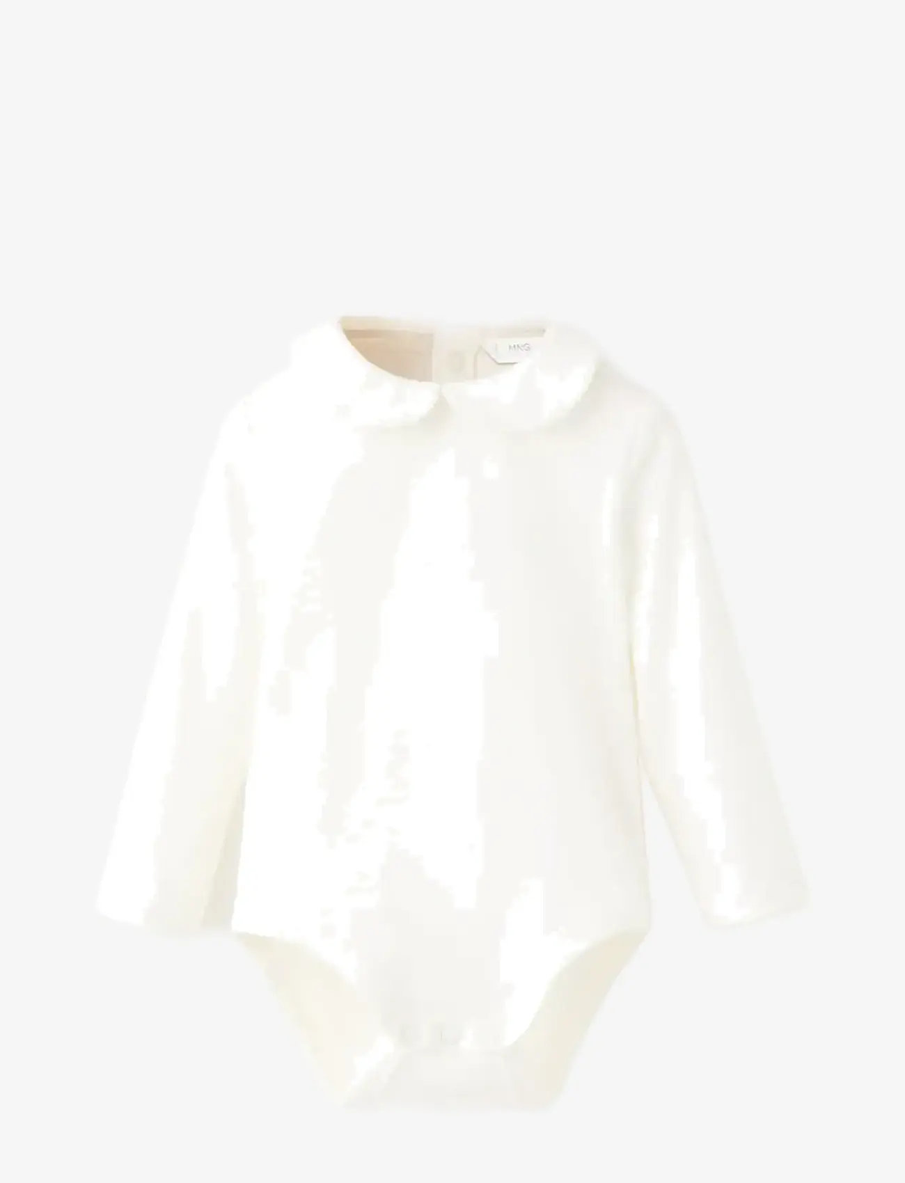 Mango - Embroidered baby bodysuit with collar - långärmade bodysuits - natural white - 0