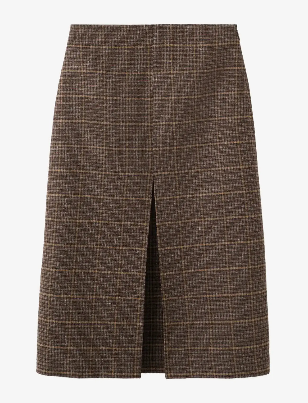 Mango - Wool-blend check midi-skirt - midi-röcke - brown - 1