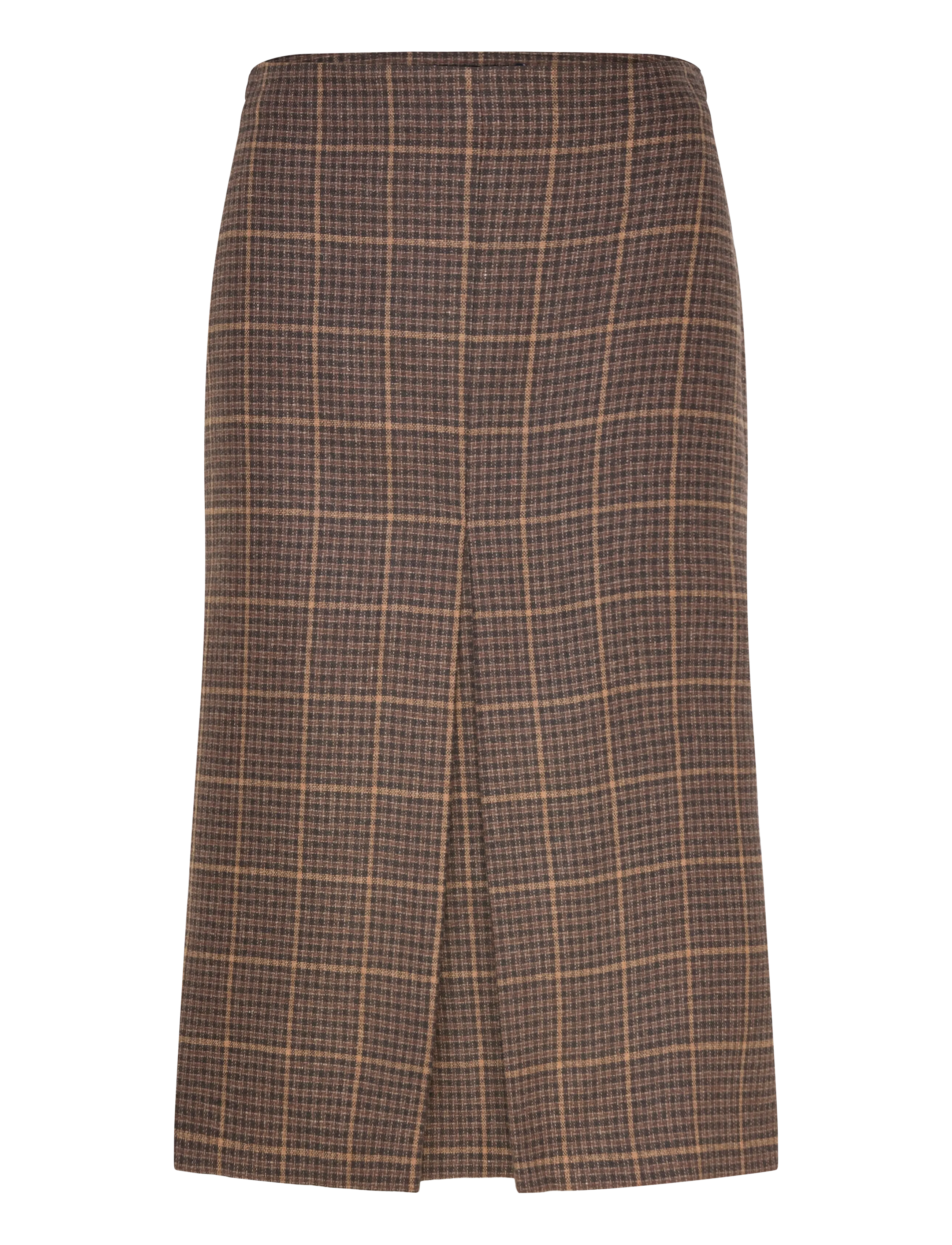 Mango Wool-blend check midi-skirt - Kläder - BROWN / brown