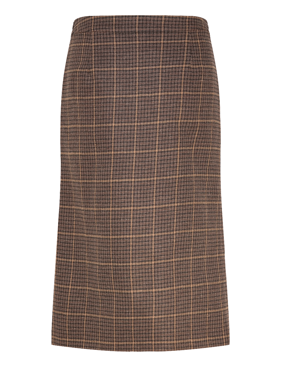 Mango - Wool-blend check midi-skirt - midi kjolar - brown - 2