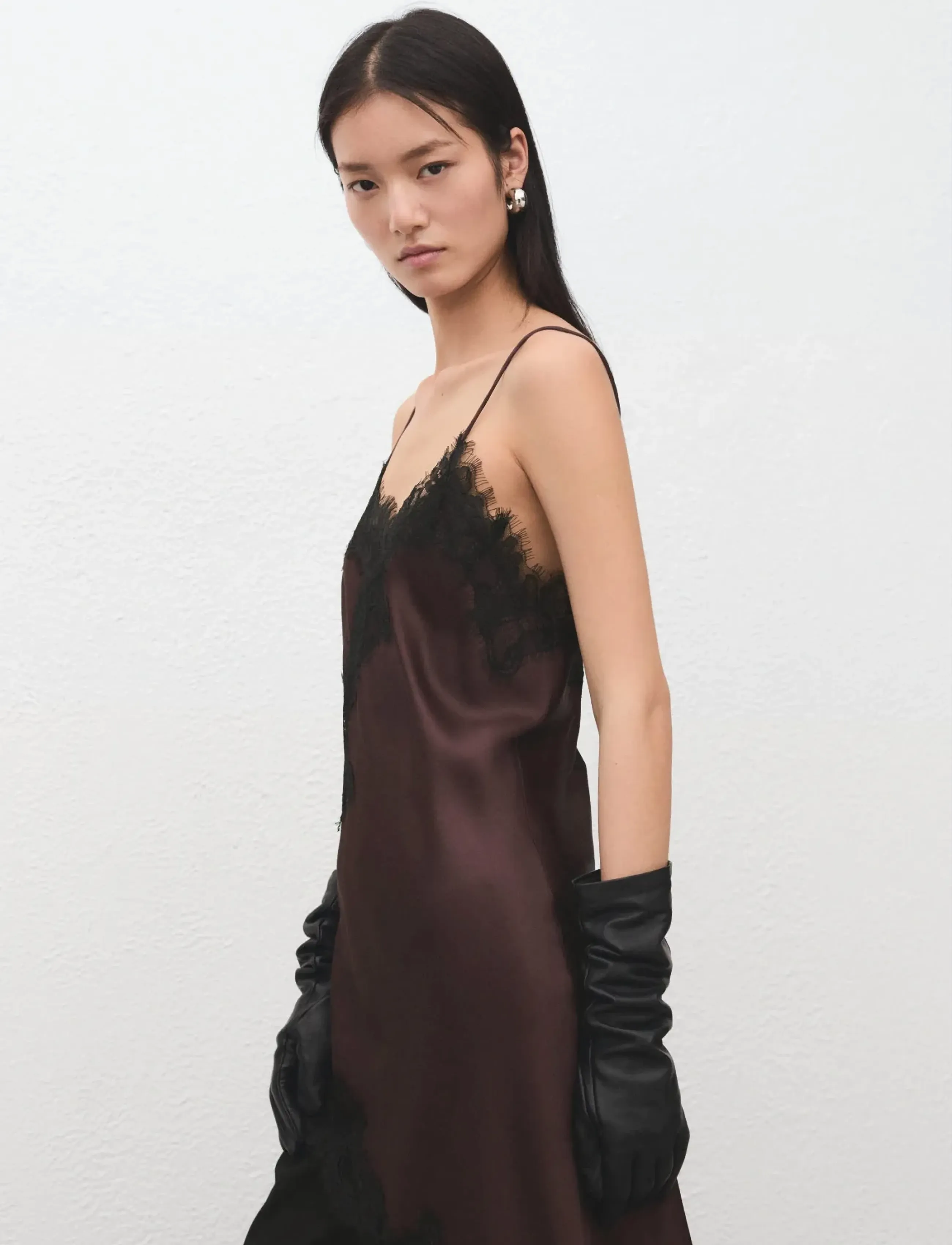 Mango Lace top - T-Shirts & Tops - DARK RED / black