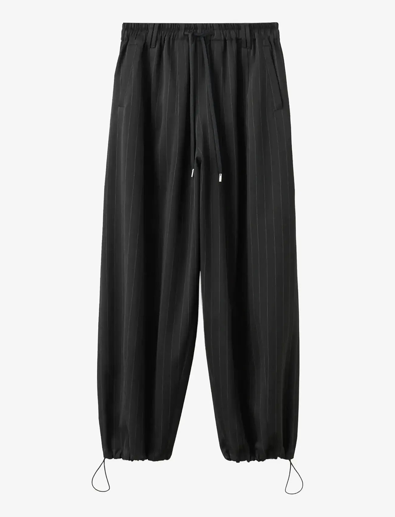 Mango - Pinstripe balloon trousers - wide leg trousers - black - 1