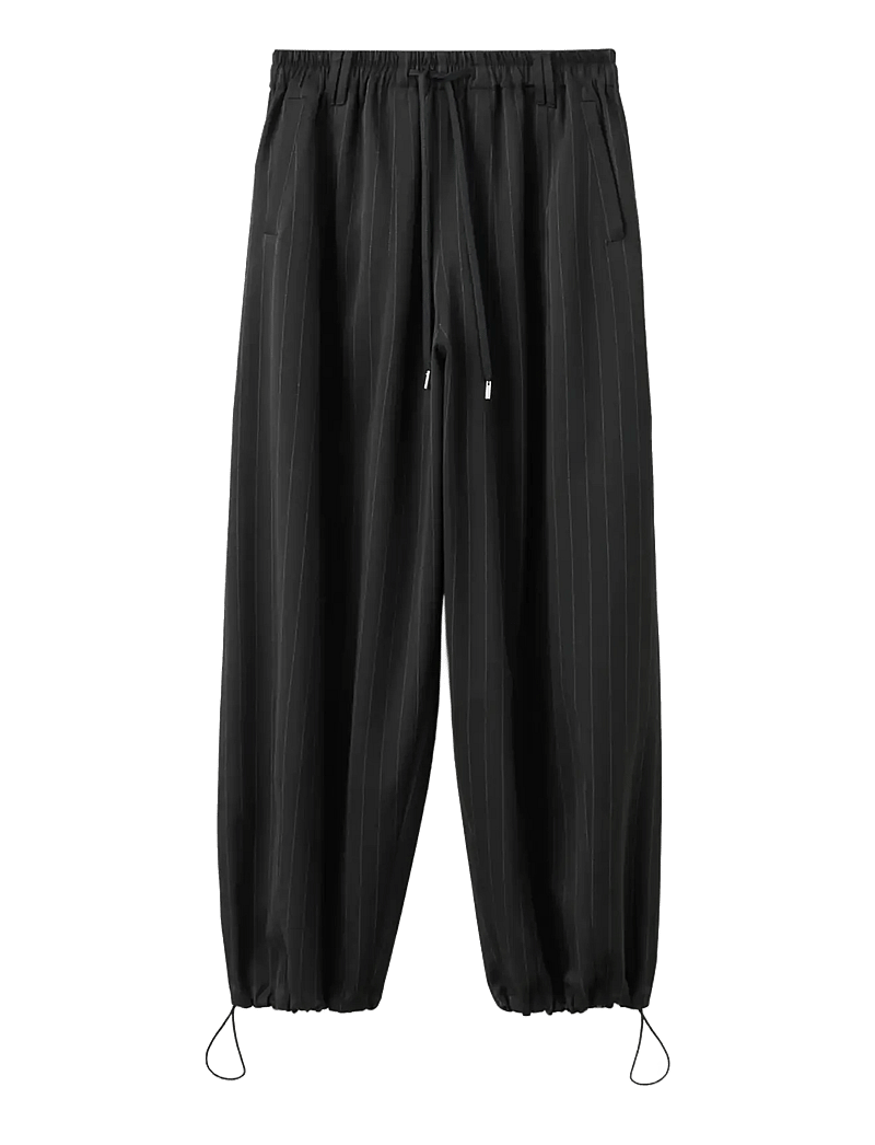 Mango - Pinstripe balloon trousers - bukser med brede ben - black - 1