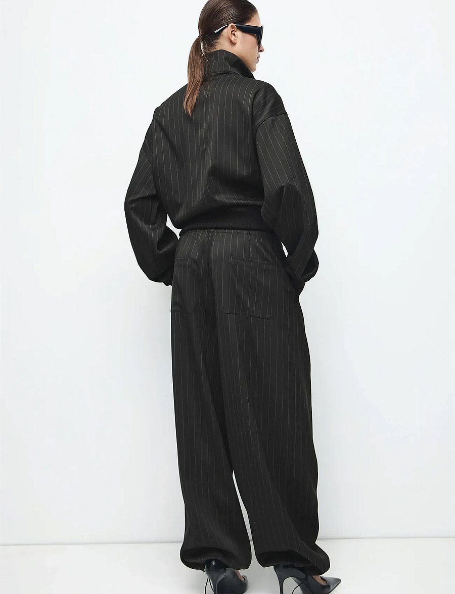 Mango - Pinstripe balloon trousers - vida byxor - black - 2
