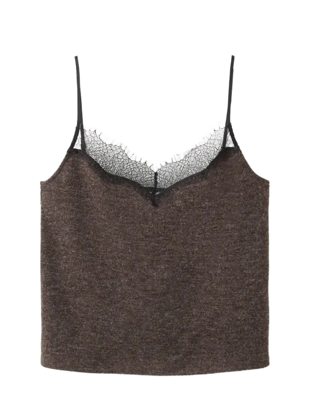 MANGO Oberteil With Strickjacke Neck Braun - L - Damen