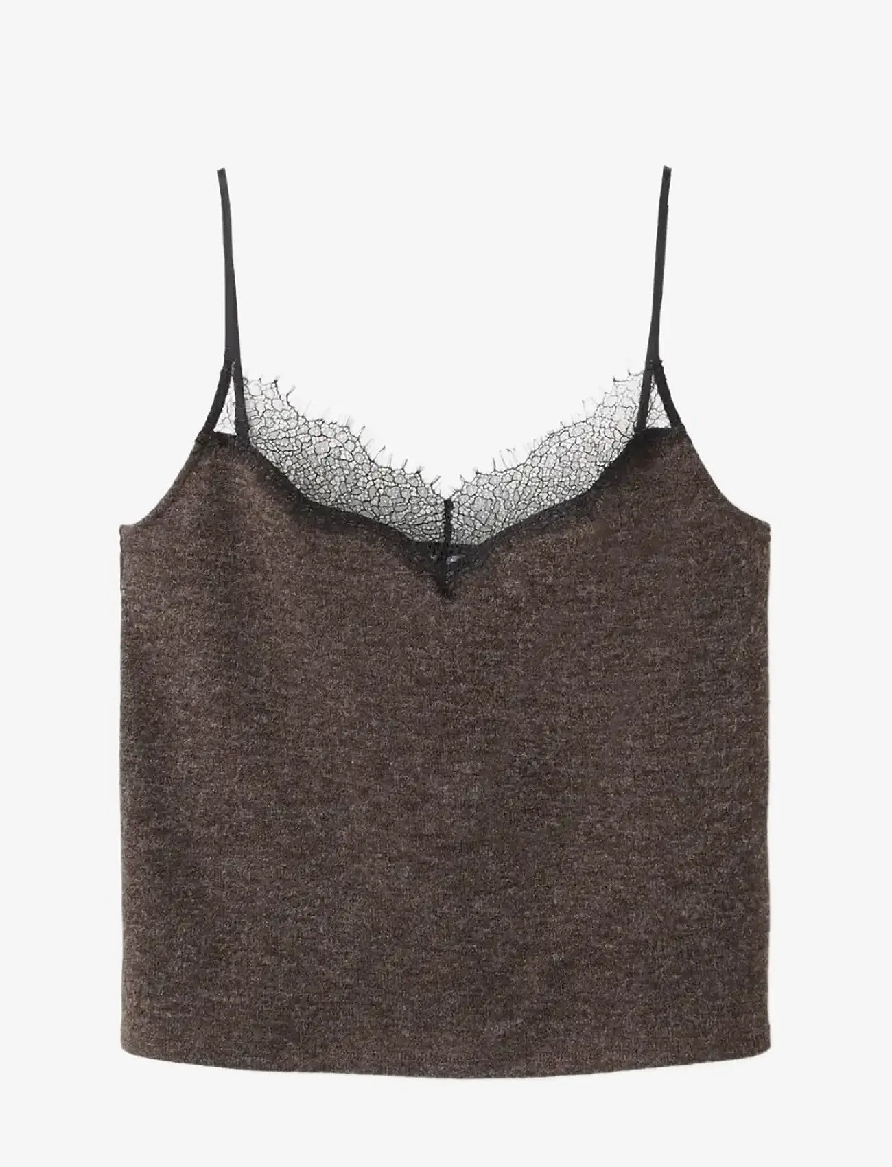 Mango - Top with lace neck - madalaimad hinnad - dark brown - 1
