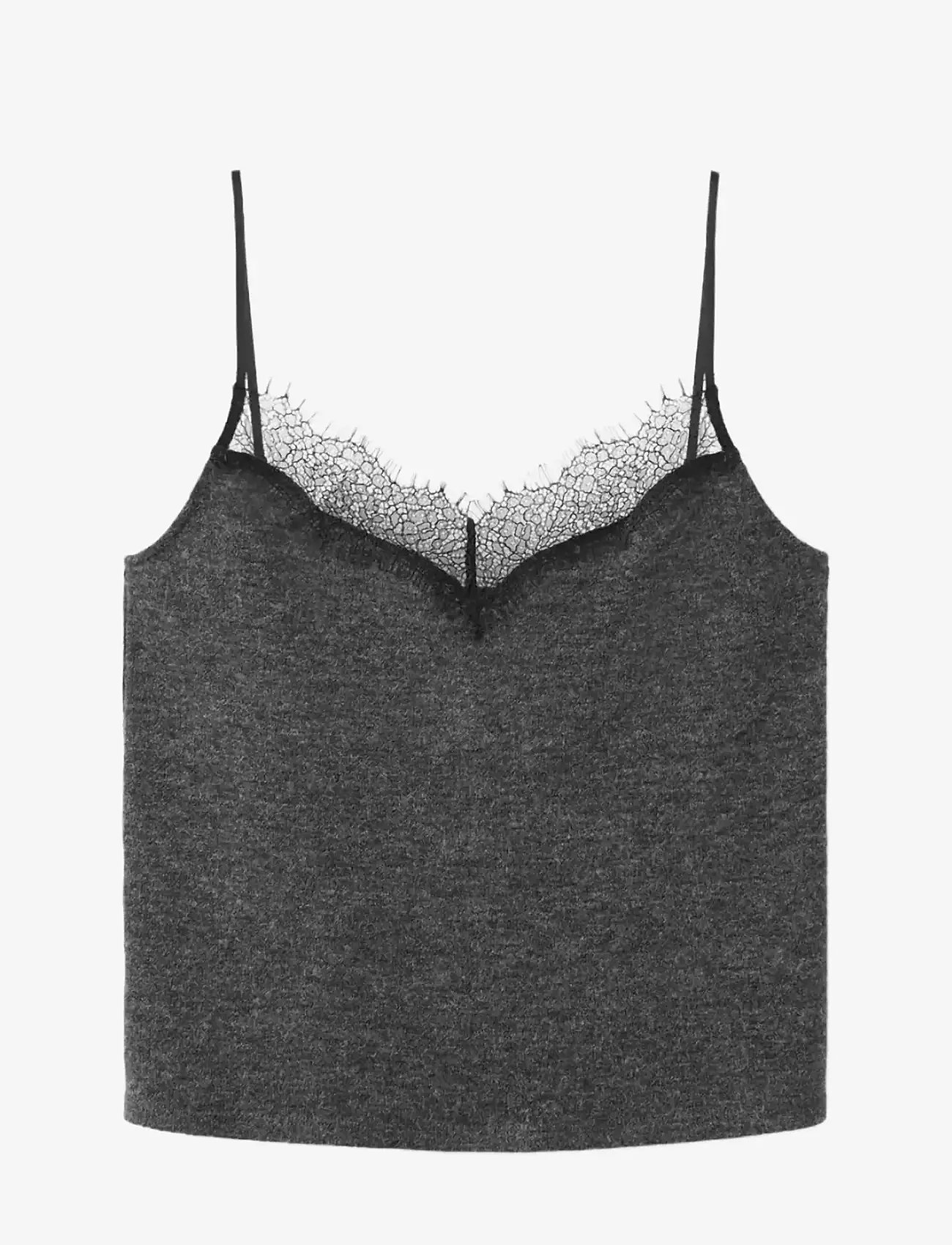 Mango - Top with lace neck - lowest prices - dark grey - 1