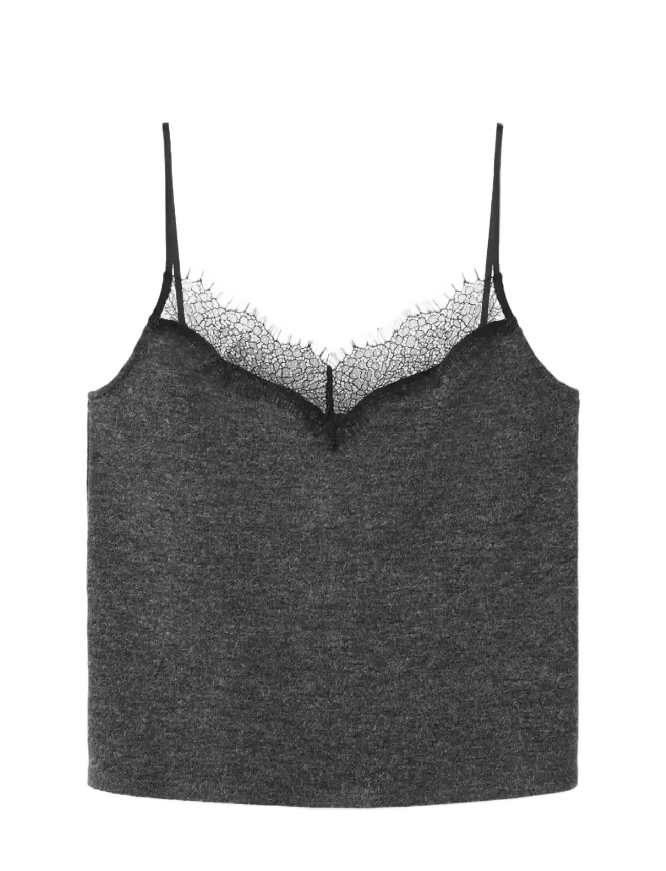 Mango Top with lace neck - Nyheter - DARK GREY / grey