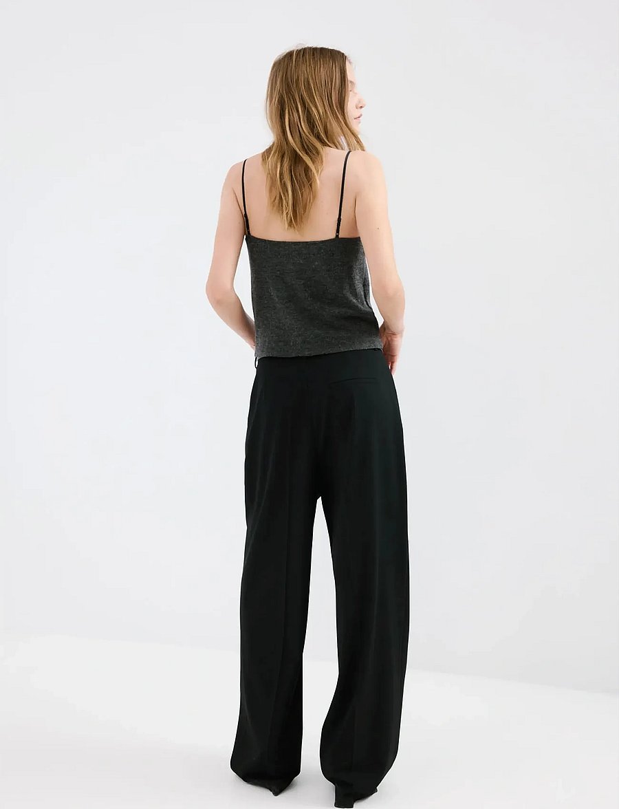 Mango - Top with lace neck - tanktops - dark grey - 2