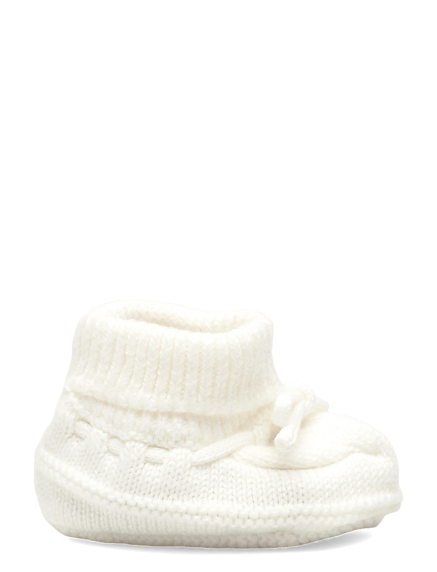 Mango - Knitted booties with bow - baby tossor - natural white - 1