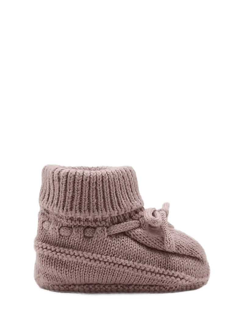Mango - Knitted booties with bow - babystrikstøvler - pink - 0