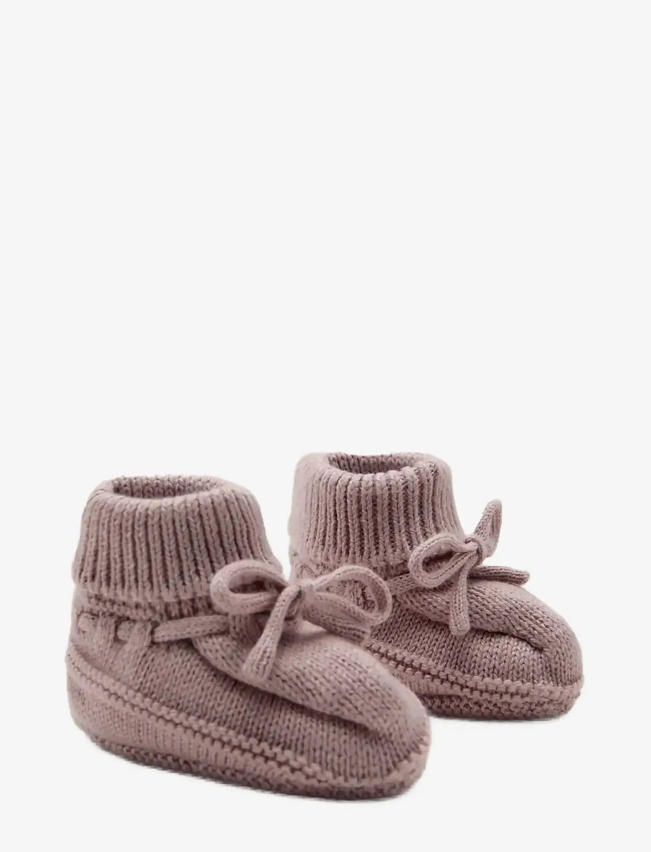 Mango - Knitted booties with bow - babystrikstøvler - pink - 1