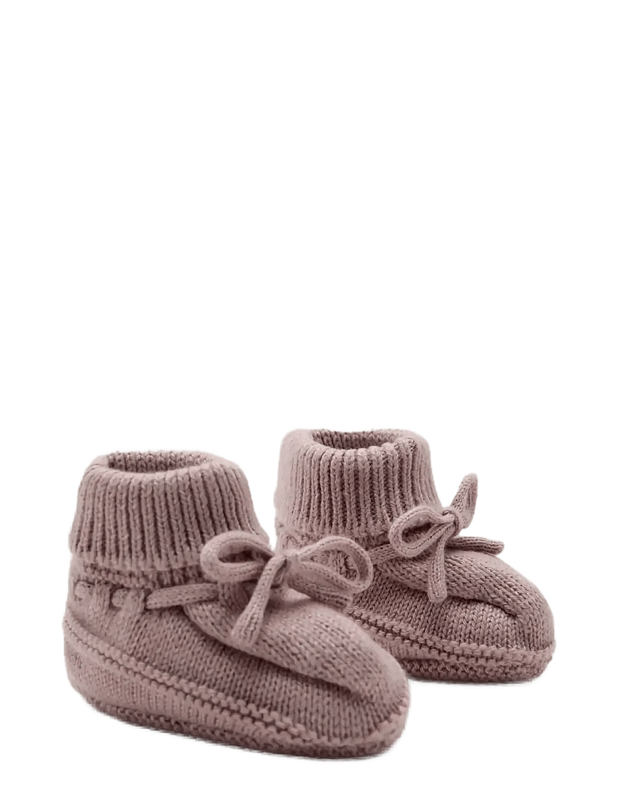 Mango - Knitted booties with bow - baby tossor - pink - 1