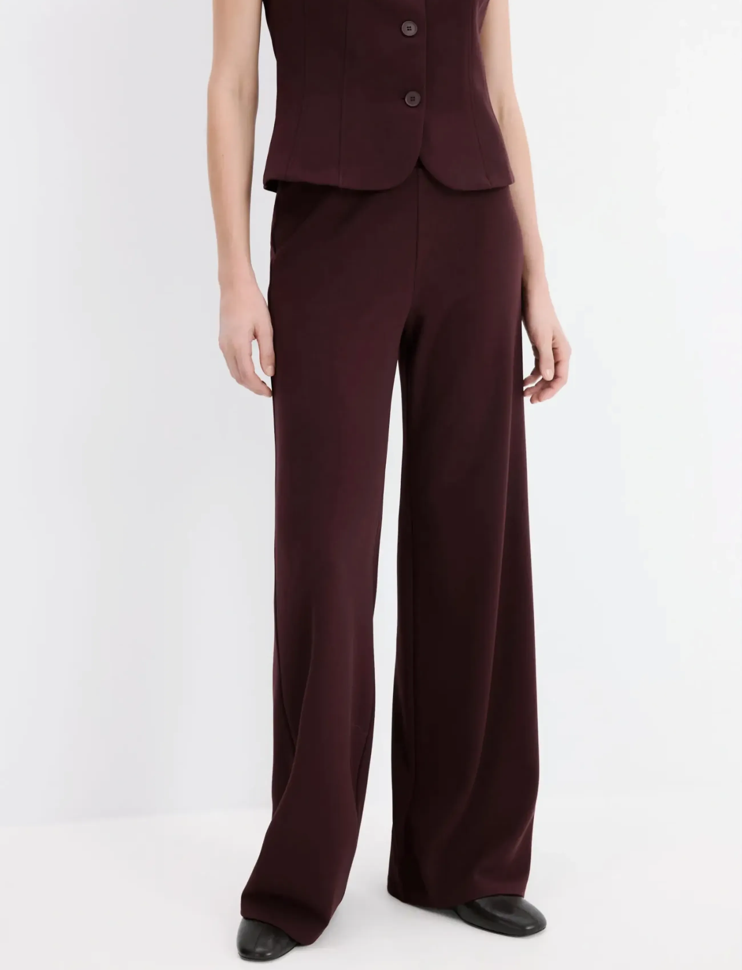 Mango Straight low-rise suit trousers - Byxor - DARK RED / burgundy