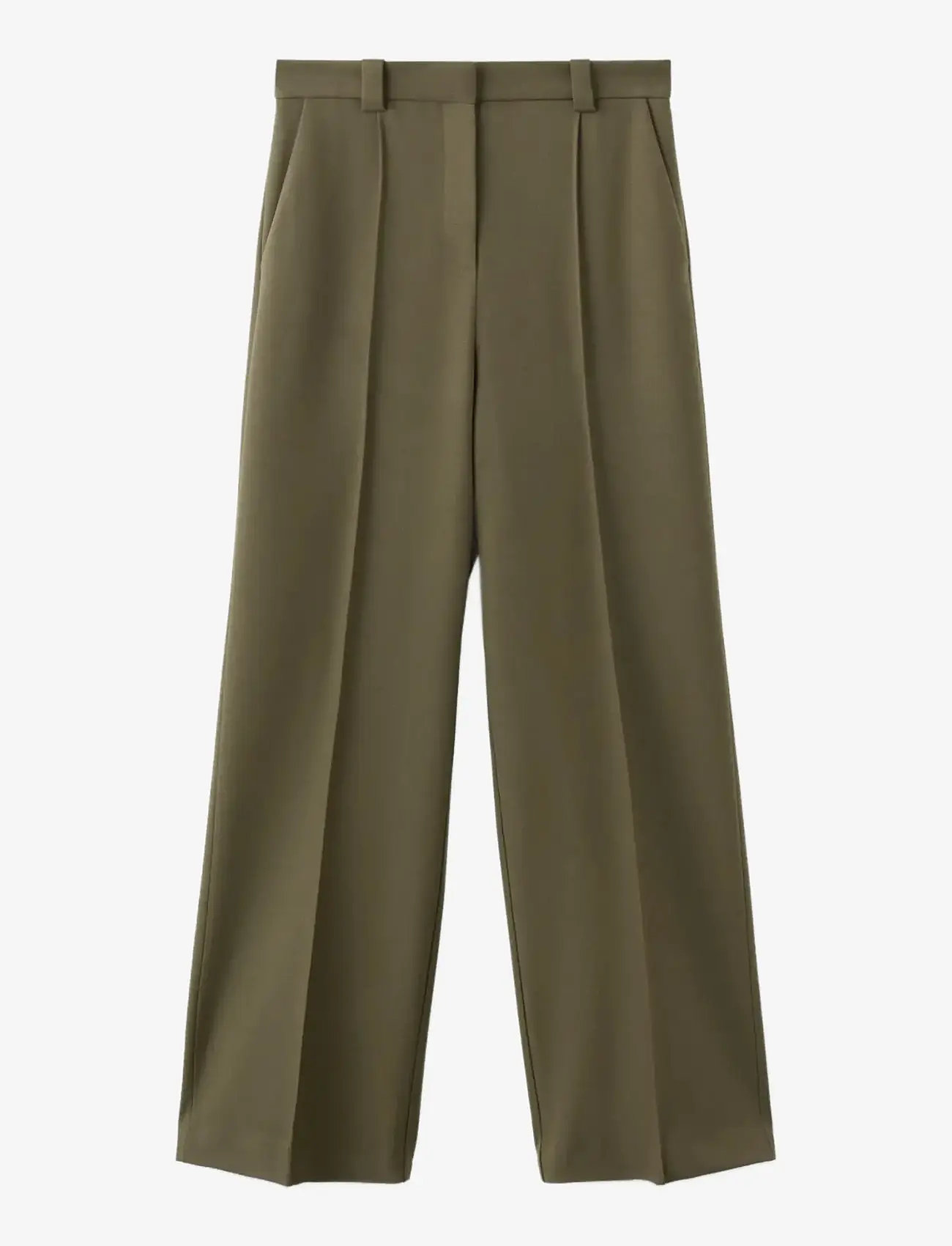 Mango - Straight mid-rise trousers - festtøj til outletpriser - beige - khaki - 1
