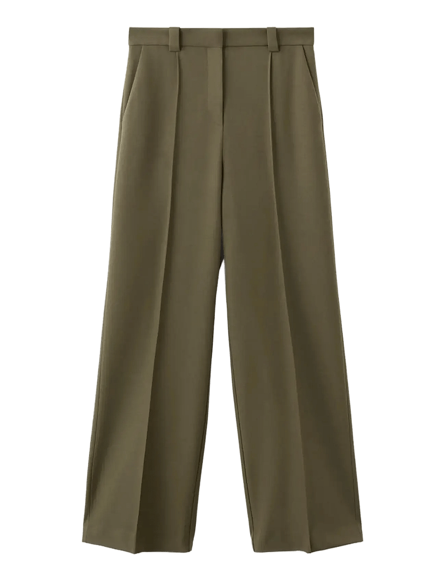 Mango - Straight mid-rise trousers - habitbukser - beige - khaki - 1