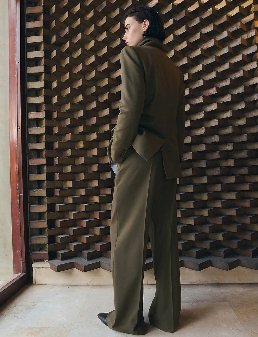 Mango - Straight mid-rise trousers - habitbukser - beige - khaki - 2