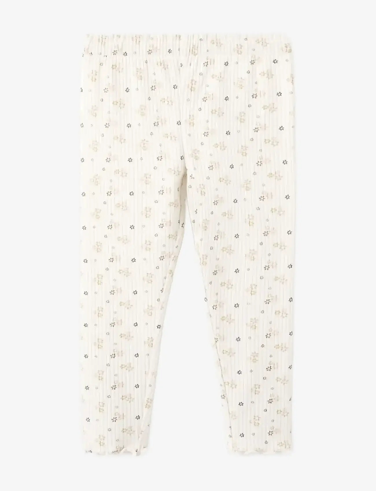 Mango - Ribbed floral leggings - leggings - light beige - 0