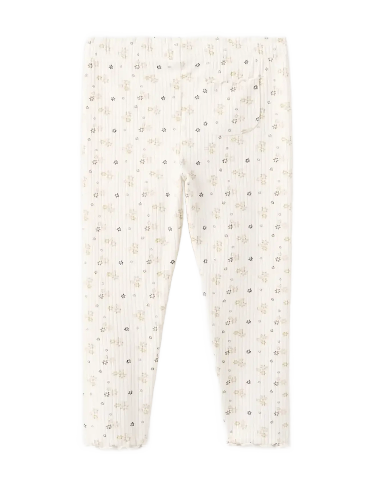 Mango - Ribbed floral leggings - leggings - light beige - 1
