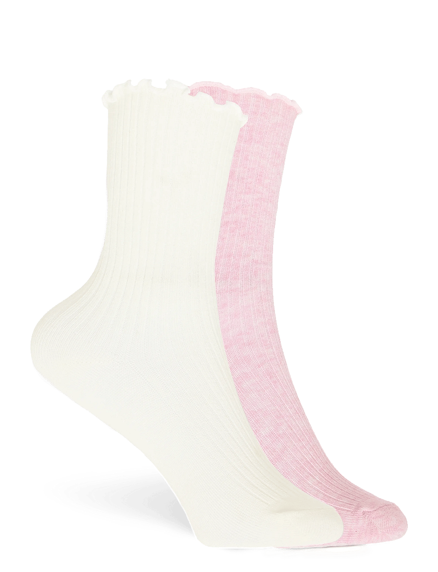 Mango - 2 pack ribbed socks - strumpor - pink - 0