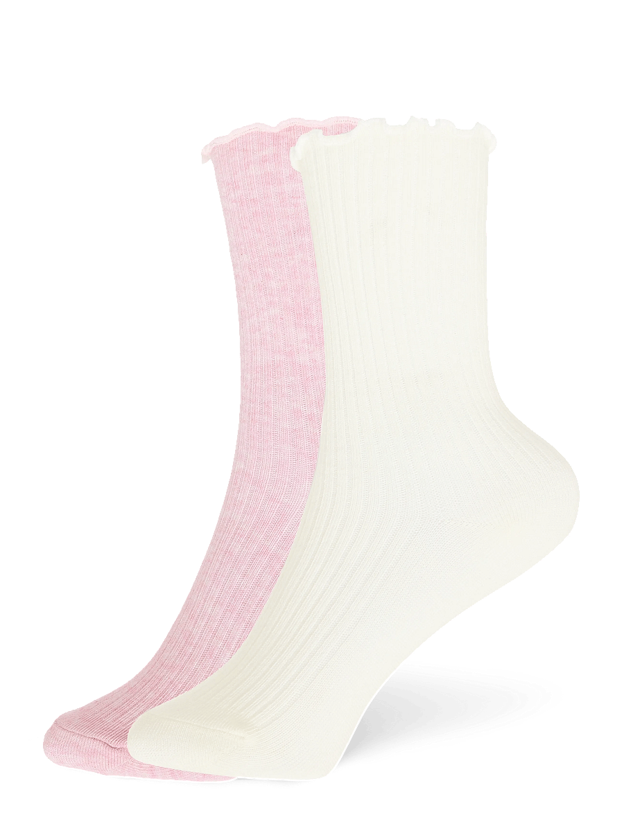 Mango - 2 pack ribbed socks - strumpor - pink - 1