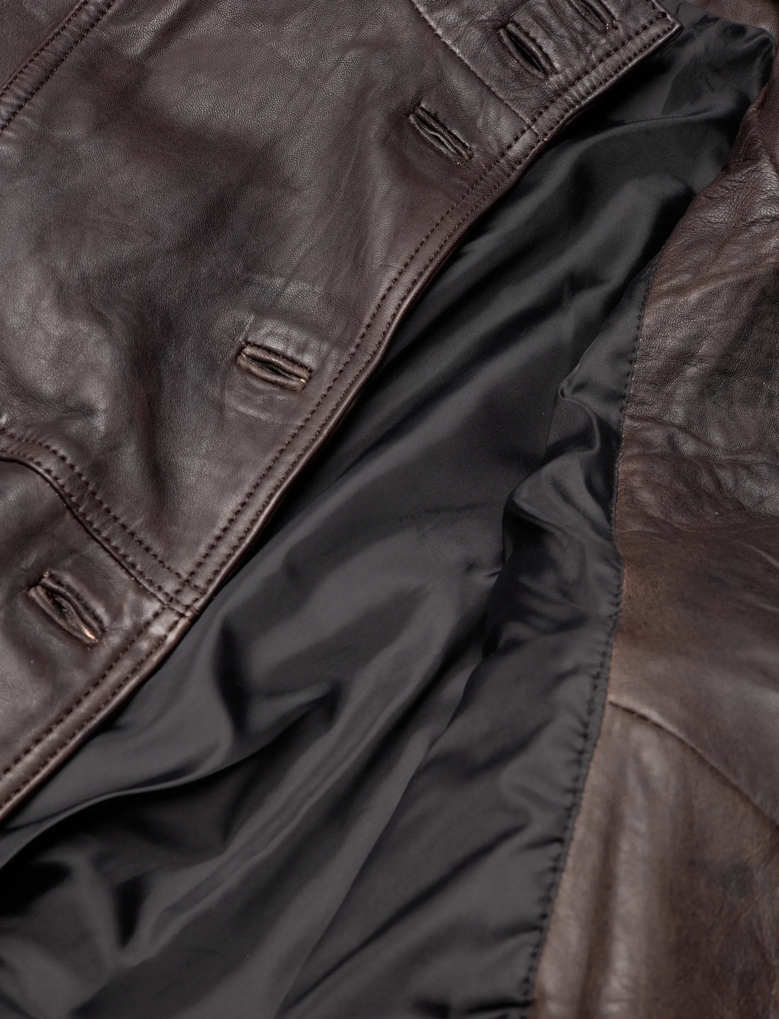 Mango - High-neck leather biker jacket - ytterkläder - brown - 5
