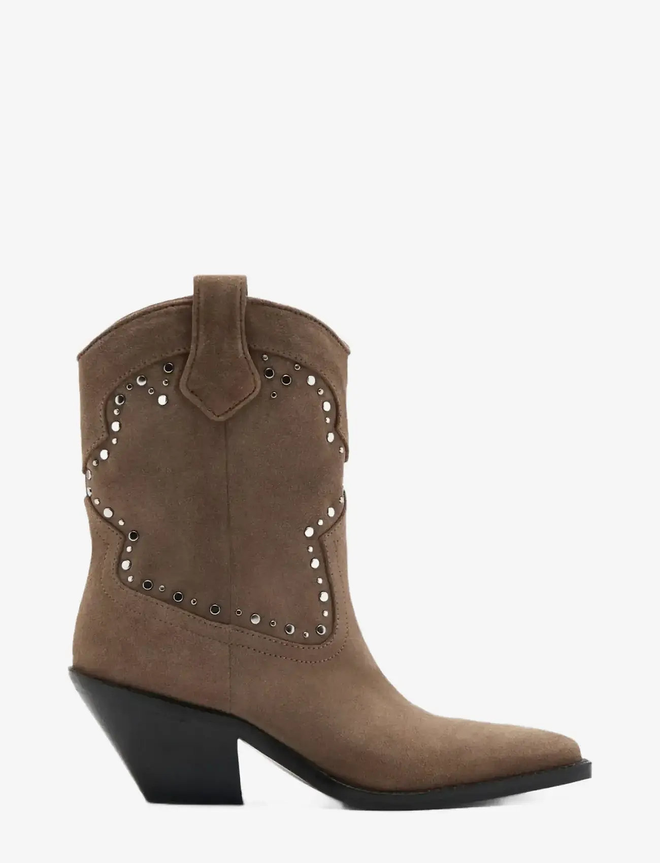 Mango - Studs suede ankle boots - cowboystøvler - lt pastel brown - 0