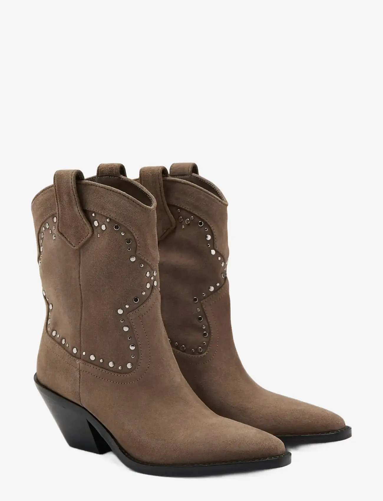Mango - Studs suede ankle boots - cowboystøvler - lt pastel brown - 1