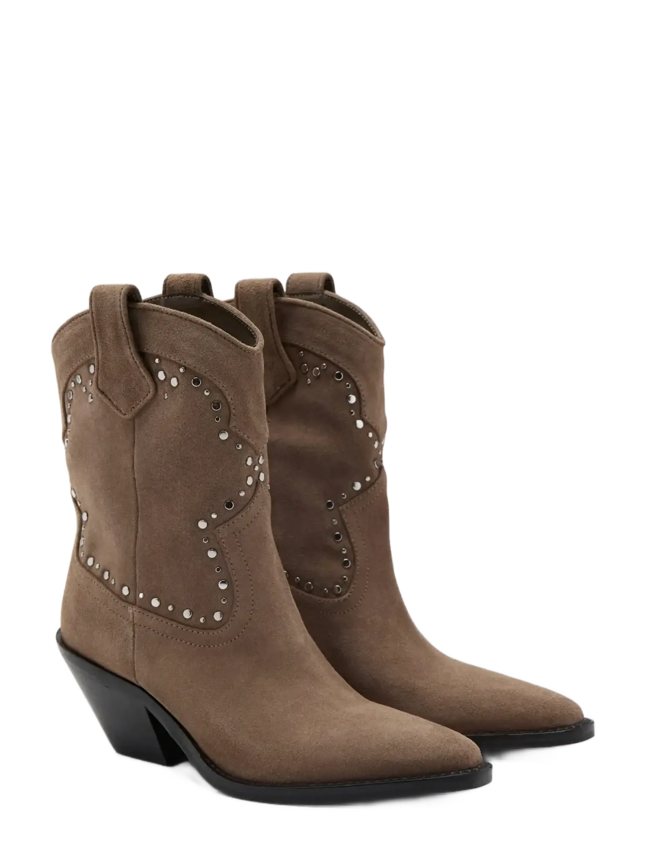 Mango - Studs suede ankle boots - cowboy-boots - lt pastel brown - 1