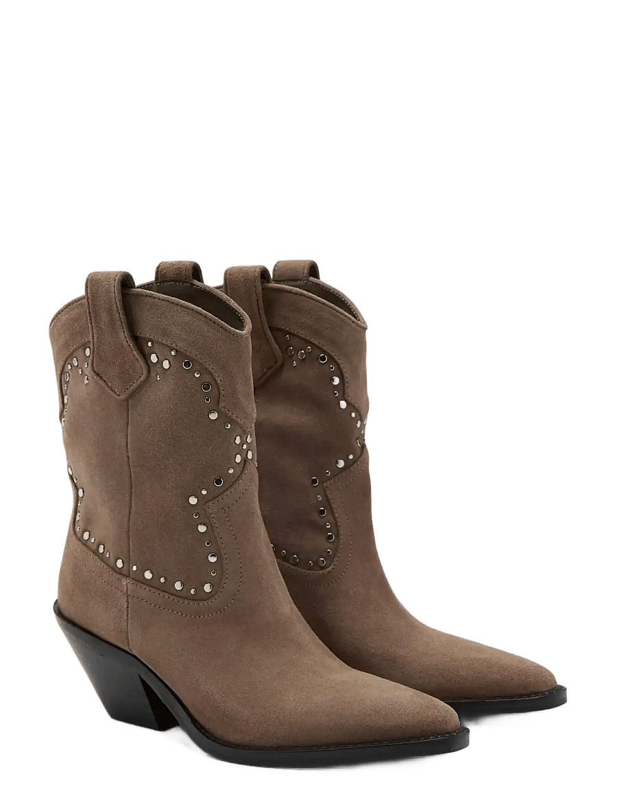 Mango - Studs suede ankle boots - cowboystøvler - lt pastel brown - 1