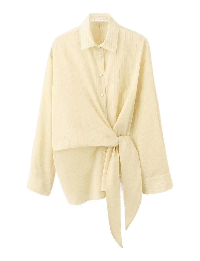 Mango - Stripped knot shirt - langærmede skjorter - yellow - 1