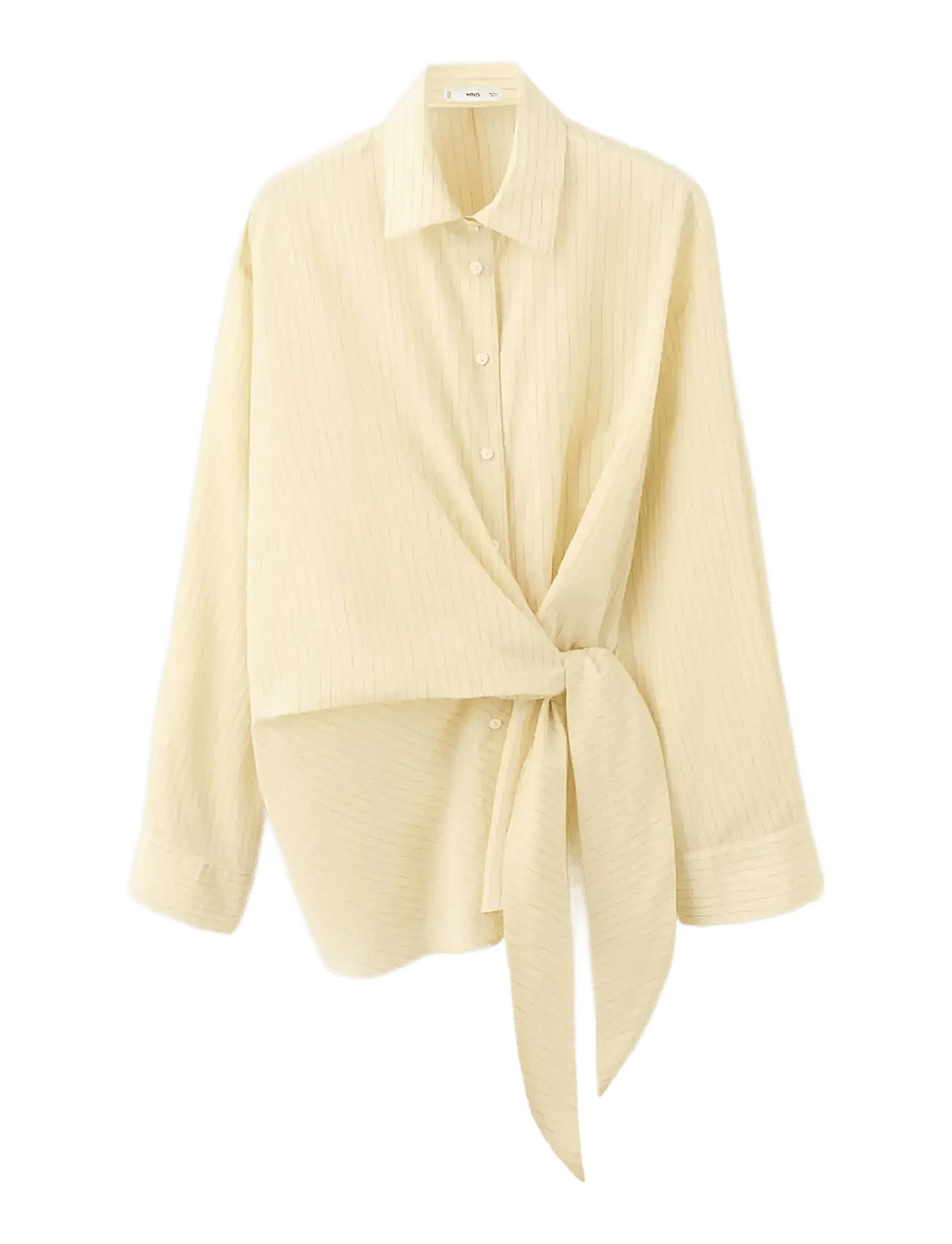 Mango - Stripped knot shirt - langærmede skjorter - yellow - 1