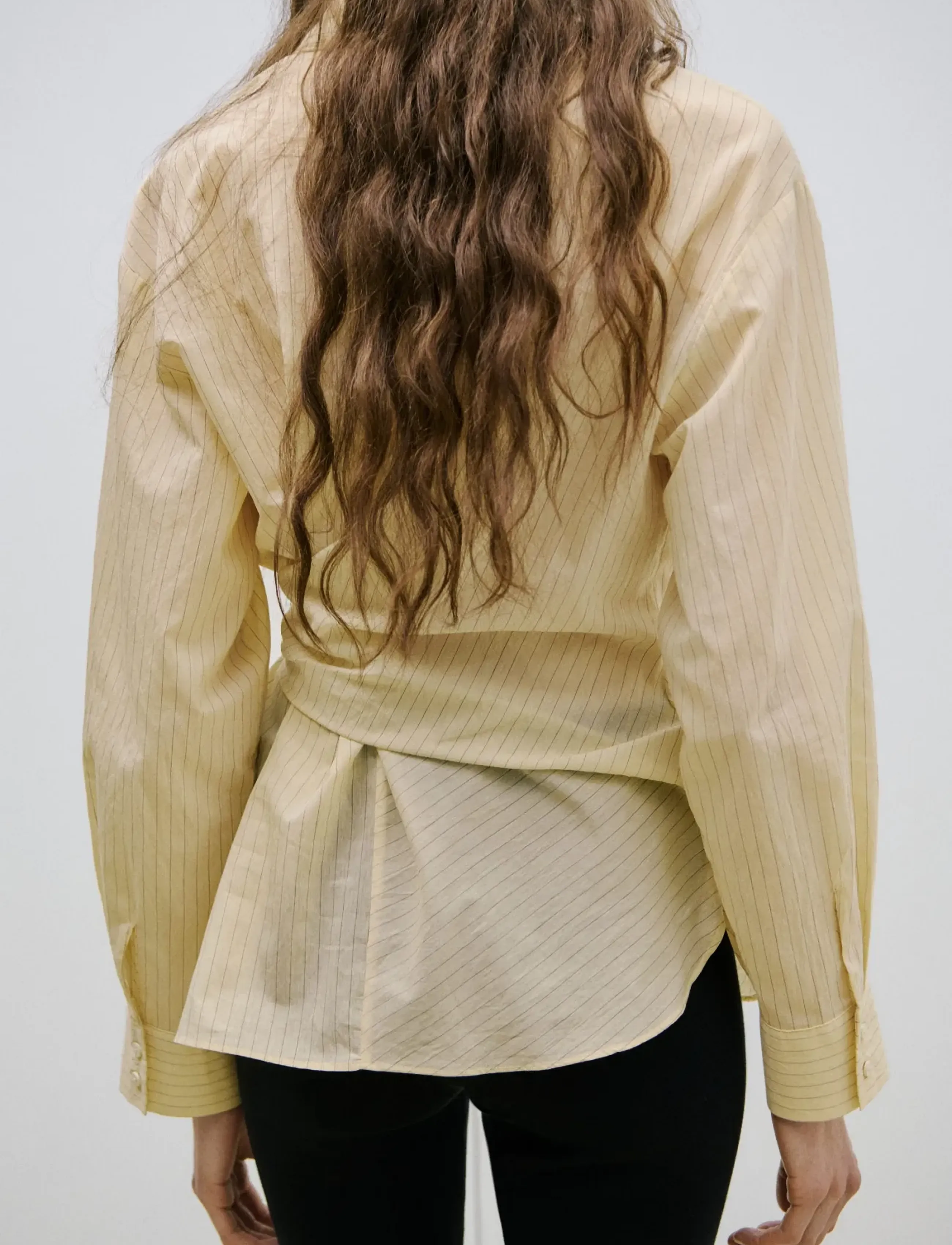 Mango - Stripped knot shirt - langærmede skjorter - yellow - 2