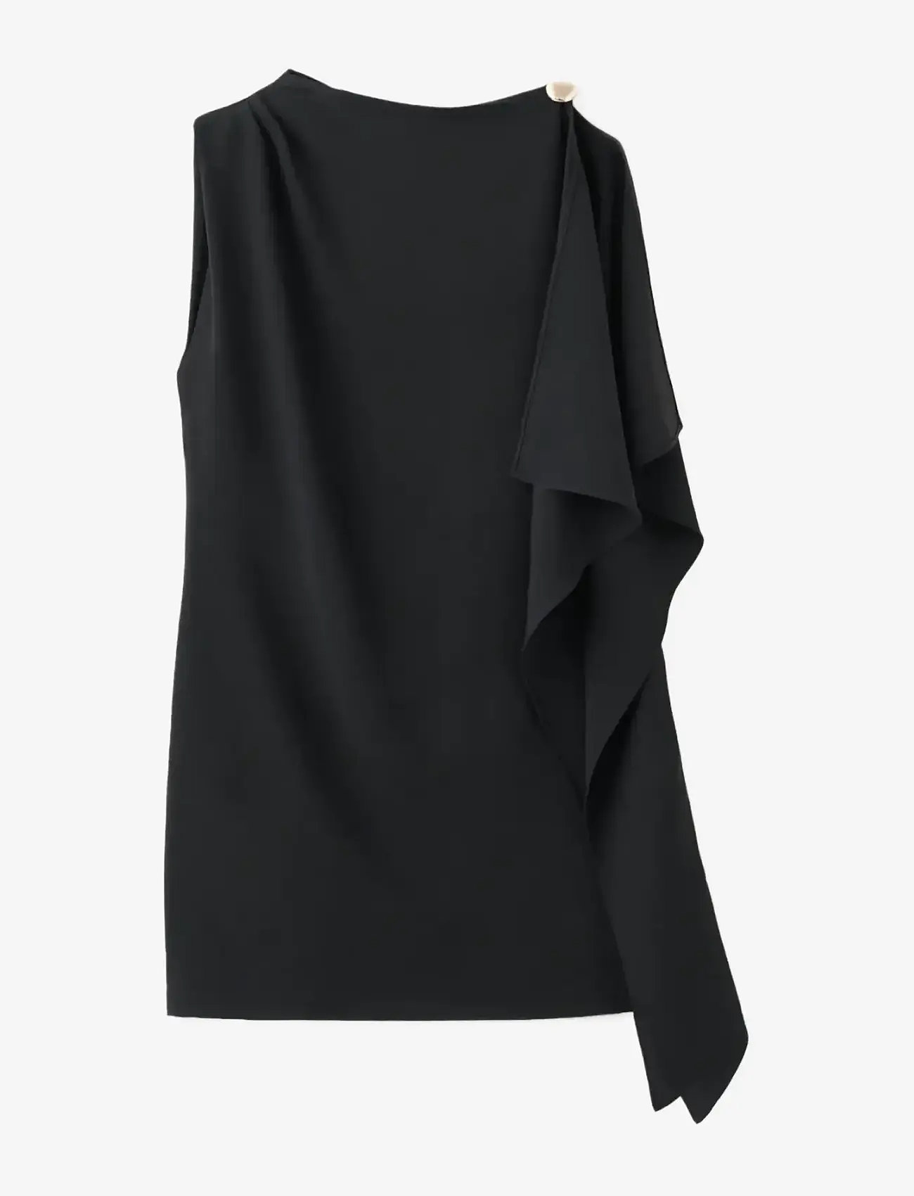 Mango - Short asymmetrical sleeve dress - festklänningar - black - 1