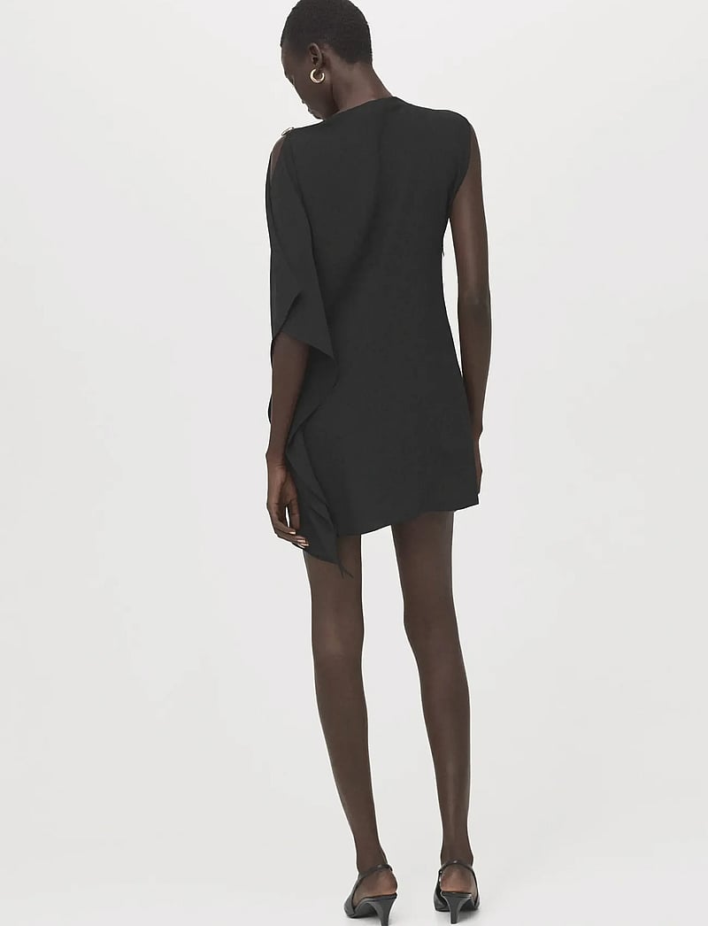 Mango - Short asymmetrical sleeve dress - festklänningar - black - 2