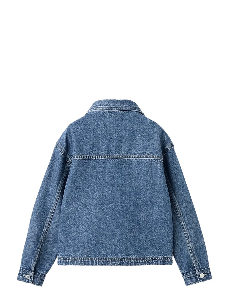 Mango - Denim jacket with flower detail - denimjakker - open blue - 1