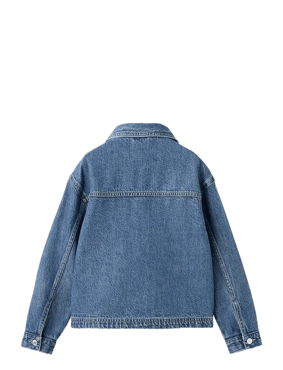 Mango - Denim jacket with flower detail - denimjakker - open blue - 1