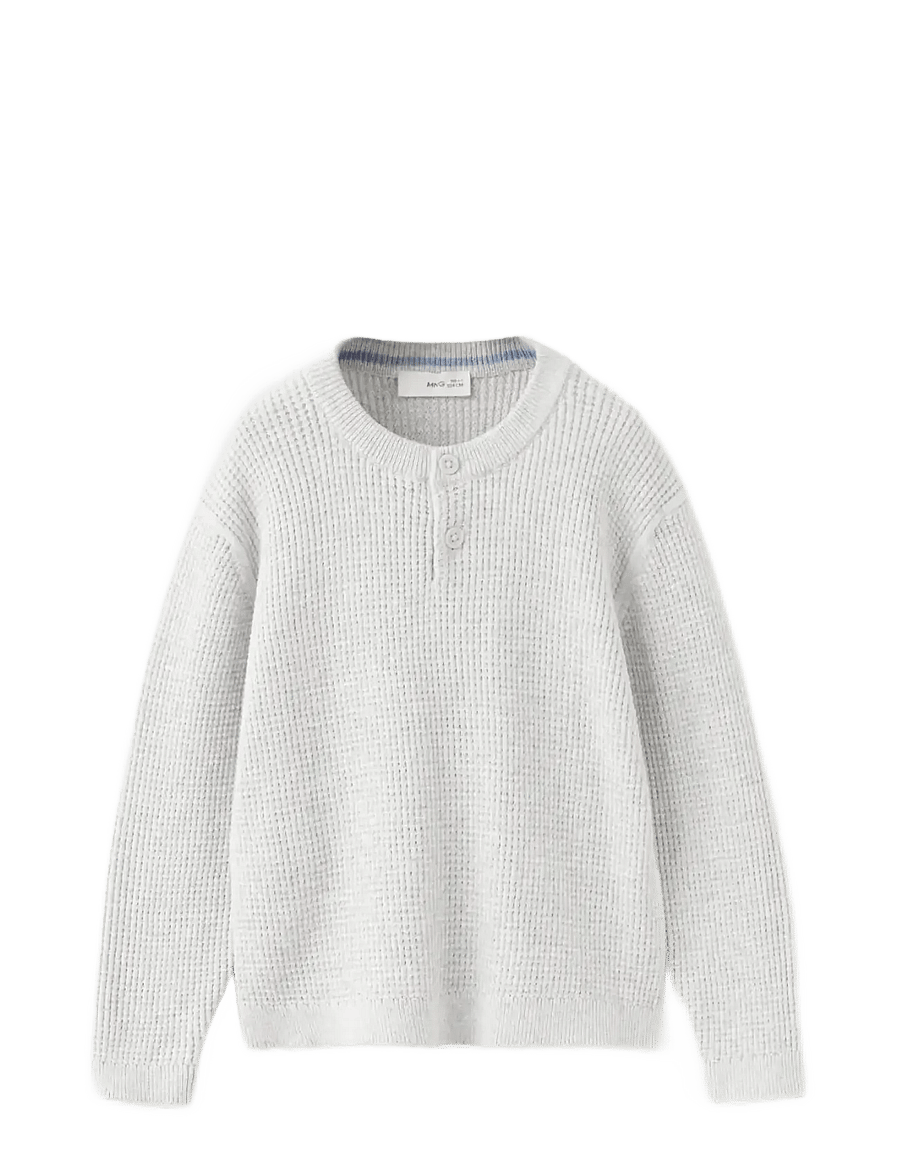Mango - Buttons detail knit sweater - trøjer - lt pastel grey - 0