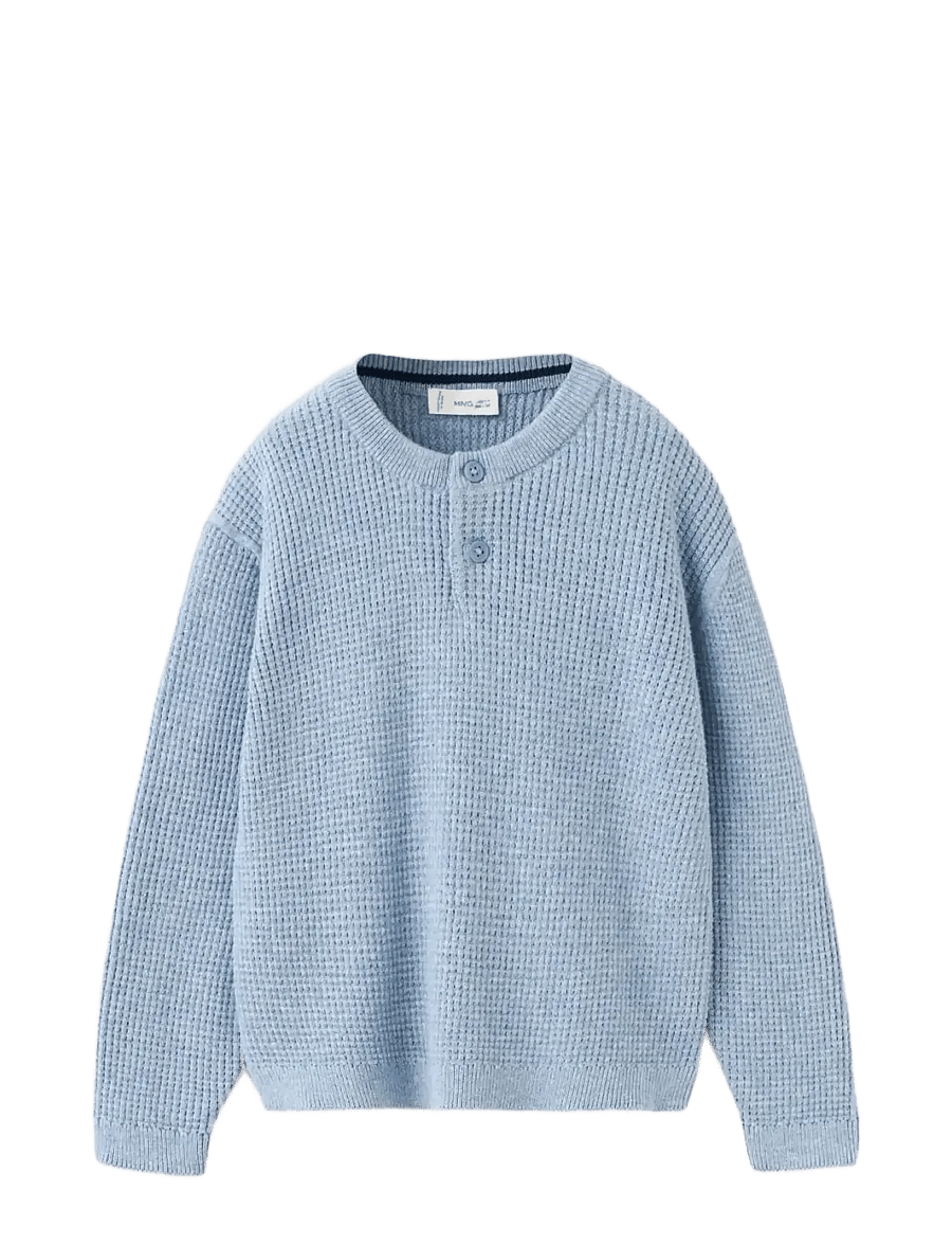 Mango - Buttons detail knit sweater - stickade tröjor - medium blue - 1