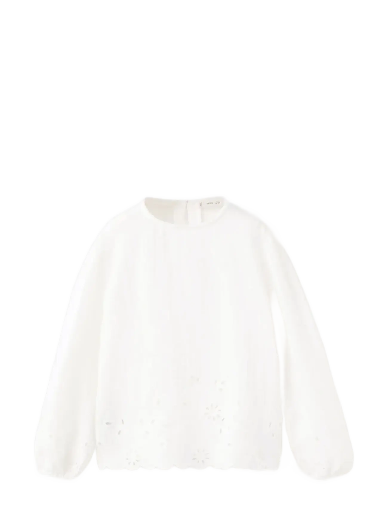 Mango Cotton blouse with openwork details - Oberteile - WHITE / white