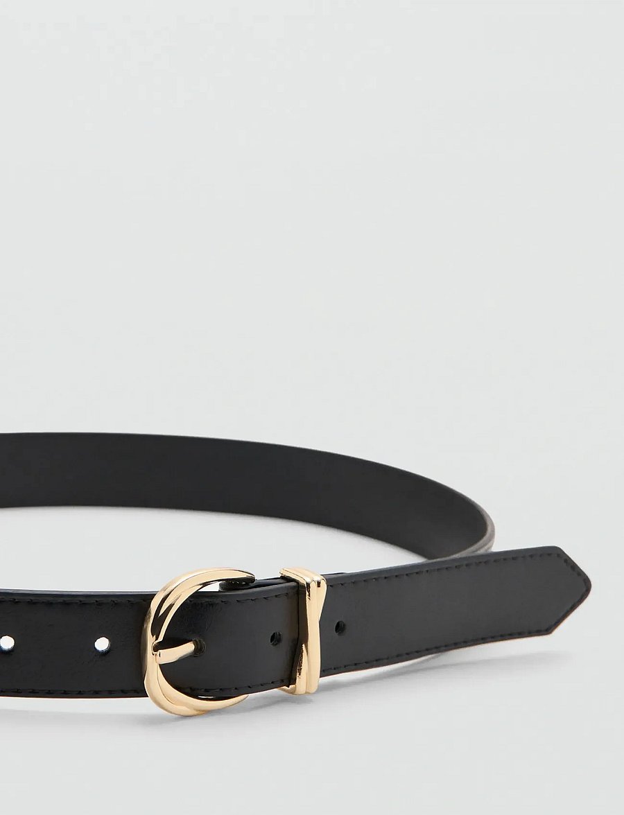 Mango - Oval buckle belt - casual bælter - black - 1