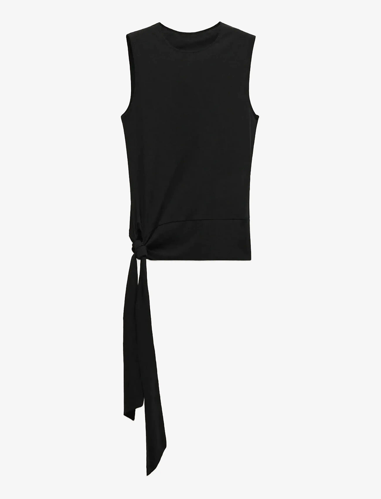 Mango - Cotton top with knot detail - tanktops - black - 1
